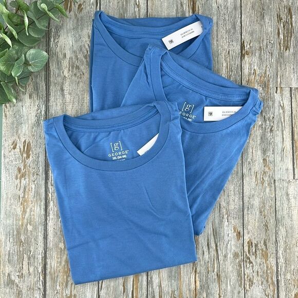 Men’s Blue Short Sleeve Crewneck Comfy T-Shirts 3-Pack Size 3XL - Picture 1 of 5
